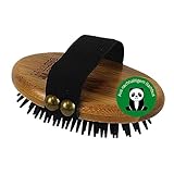 BAMBOO GROOM Curry Brush I Striegel mit weichen Gumminobben I Hundebürste für jedes Fell I Bürsten zur Fellpflege aus Bambus I Fellbürste zur Fellreinigung I Bürste für Katze & Hund
