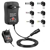 HoneTeek 12V Netzteil, 30W Universal AC/DC Adapter, 3V universal ladegerät 4.5V Schaltnetzteil mit 6 Adapter Tipps für Haushaltselektronik, LED Streifen, Router, BT Lautsprecher, CCTV, Kameras, TV Box