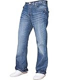 Herren-Jeans, Bootcut-Schnitt, ausgestelltes Bein, weit, blaue Denim-Jeans Gr. 32W x 32L, Light Wash A42