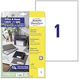 AVERY Zweckform 6125 Universal Etiketten (10 Klebeetiketten, 210x297 mm auf A4, bedruckbare Adressaufkleber, selbstklebende Versandetiketten mit ultragrip, ideal fürs HomeOffice) 10 Blatt, weiß