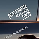 Hellweg Druckerei Ich nix nix Karte! Du Weg! 2 Stück Rechts & Links Auto Aufkleber Sticker Heckscheibenaufkleber