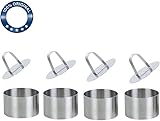 AGDLLYD Dessert Ring,Kuchen Form Kuchen Schimmel Edelstahl Essen Kochen Präsentation Ringe Form 4 Stück Set enthält und 4 Lebensmittel Pressen