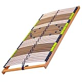 DaMi 7-Zonen Lattenrost Relax NV 120x200cm I mit 6 Härtestufen, Made in Germany, Buche & Birke, 42 Federholzeisten, Bett Lattenrahmen zur Selbstmontage, Bettrost extrem hochwertig & stabil