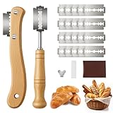 Bäckermesser 2er Set - 20 Ersatzklingen - Teigmesser Set für Gerade und Geschwungene Schnitte, Brotmesser zum Einschneiden von Baguette, Brötch, Brot Backen Zubehör für DIY Brotteig Muster