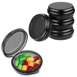 Sibba 5 Packungen kleine Pillendose Reise-Pillenbehälter tragbarer täglicher Runder Pillenbehälter für die Tasche Handtasche Aktentasche Reise-Organizer Pillen Medikamente Lebertran (Schwarz)