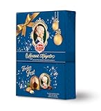 Reber, Constanze Mozart-Kugeln Barock in Weihnachtsverpackung, 12er Packung, Mozart-Kugeln aus Alpenmilch Schokolade, Gefüllt mit Pistazien, Marzipan, Mandeln, Haselnuss-Nougat, 240g 12er packung