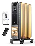 Dreo Ölradiator Energiesparend 2000W, Mobile Elektroheizung 9 Rippen mit Fernbedienung, 3 Heizstufen, 4 Modus, 24h Timer, Überhitzungs-Kippschutz, Radiatoren Elektrisch Heizung mit Thermostat, OH310