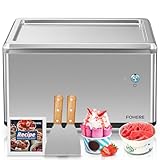 Selbstkühlende Roll-Eismaschine für Zuhause mit Kompressor, Soft Eis in nur 3 Mins, One-Touch Bedienung, Vielfältige Sortenwechsel, Gesunde Selbstgemachte Ice Cream Rolls, Rezept, 2 Spachteln, FOHERE