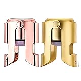 OWO 2 Stück Sektverschluss Flaschenverschluss Champagner Verschluss Sektflaschenverschluß Edelstahl Sektkorken für Sektwein Champagnerstopfen Weinflaschenverschluss (Gold & Roségold)