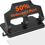 AFMAT Locher, Locher 3 Loch A4 A5 A6, Stabil und Kräftig für 40 Blatt Locher Groß, Hole Puncher 50% Weniger Kraftaufwand, Büro Loche Metall-Papierlocher für Büro, Schule und Zuhause,Schwarz