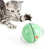 WWVVPET Interaktives Katzenspielzeug Ball mit LED-Licht, 360° Selbstdrehender Ball, USB Wiederaufladbares Elektrisch Katzenspielzeug,Stimulierung Jagdtriebs Lustiges Jäger Spielzeug Katzenball