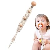 Schnullerkette, Schnullerkette | Schnullerhalter aus flexibler Baumwolle, handgefertigte Paci-Clips, Boho für eleganten Komfort, aus sicherem und geflochtenem Holz für Kleinkinder