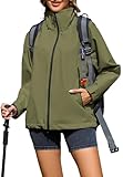 Durio Regenjacke Damen Wasserdicht Leicht Atmungsaktive Windbreaker Jacke mit Kapuze Fahrradjacke Fahrrad Sport Outdoorjacke für Frauen XL Armeegrün
