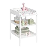 Bellabino Wickeltisch Bani, Baby Wickelregal weiß, Wickelkommode mit großer Wickelfläche und viel Stauraum, Maße: H 94 cm, T 57cm, B 72cm