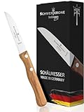 Schwertkrone Schälmesser Solingen Olivenholz | Obstmesser | Gemüsemesser scharf | Holzgriff 3' |gerade rostfrei Olivenholzgriff