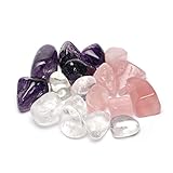 Premium Edelsteinwasser Basis-Set zur Wasserbelebung | 100% natürliche Trommelsteine | Grundmischung für Trinkwasseraufbereitung: Rosenquarz, Amethyst, Bergkristall (150g)
