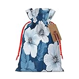 Wiederverwendbare Jutebeutel mit blauem Hibiskus-Druck, rustikale Hochzeitsgeschenke, Weihnachtsgeschenke, Großverpackung.