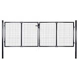 Mokuyary Maschen-Gartentor verzinkter Stahl 300 x 100 cm Grau Gartentor Metalltor Hoftor Tor Pforte Gartenpforte Gartentür Zauntür Tür Einzeltor