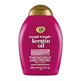 OGX Strength & Length + Keratin Oil Conditioner (385 ml), kräftigende Anti-Haarbruch Haarspülung mit Keratin Proteinen und Arganöl, Haarpflege Spülung, sulfatfrei
