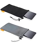 HUVZOR 2 pcs Handysocken,handy tasche,Universal Handytasche Nylon Mesh 18,5 x 9cm Handy Tasche Handysocke für gängige Smartphone bis 6,5 Zoll, Handy Zubehör Mesh Beutel Kopfhörer Smartphonetasche