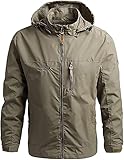 SIYAN Herren Leichte Wasserdichte Fahrrad Laufjacke Wandern Reisen Outdoor Windbreaker Winddichte Fahrradjacke Mit Kapuze(Brown,L)