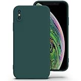 Zuvirelx Silikon Handyhülle für iPhone X/XS Hülle, Weiches Griff, Dünne, Minimalistisch, Stoßfest, rutschfest, Taschenpassend - Tiefgrün