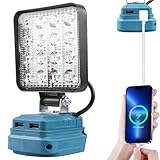 Akku Lampe für Makita 18V, 18W 5400LM Led Arbeitsleuchte, Kabellose Led Strahler, Tragbares Flutlichter, Baustellen Lampe, Akku Scheinwerfer mit 2 USB-Aufladung für Camping, Reparaturen, Notfall