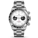 Pagani Design 1718 Panda Zifferblatt Herren Quarzuhren Mode Casual Mann Chronograph Armbanduhr VK64 Uhrwerk Edelstahlband 100M Wasserdicht Retro, weiß