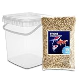 Teichsticks Mix 10L (800g) inklusive Eimer mit Deckel – einfarbiges Fischfutter für Koi, Goldfisch & Teichfisch – schwimmfähig, mit Vitaminen – Premium Alleinfutter, Nicht trübend