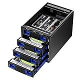 CENMATE Festplattengehäuse Hybrid 3*3.5 HDD+3*M.2 NVMe-Gehäuse mit Lüfter für 2.5/3.5' SATA HDD/SSD und M Key/B+M Key 2230/42/60/80/110 M.2 SSD, USB A/C 3.2 Kabel, HDD Gehäuse 3.5 unterstützt 90TB
