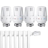 Zinueen 4er-Set Heizungsthermostat für Heizkörper & Kühlerventil, M 30 X 1,5 inkl. Ersatzkopf. Automatische Temperaturregelung durch Thermostat in Standardgröße - ideales Heizkörperthermostat