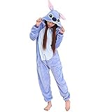 Swanka Pyjamas Jumpsuit Erwachsene Unisex Tier Onesie Cosplay Kostüme Schlafanzug (Blau Stich, L)