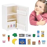 Nankoyal Mini-Spielzeugkühlschrank | 17 Stück Miniatur-Kühlschrank mit Mini-Lebensmittelspielzeug - Tragbares Kühlschrank-Spielgerät, Miniatur-Küchenspielset für, Mädchen, Kinder über 3
