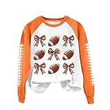 Pullover Damen, Hemd Damen T-Shirt Bluse Elegant Echter Norweger Pullover Bedrucken Justfashionnow Troyer Sweater Damen Shirt Langarm Baumwolle Rundhals Pullover (1-Orange,S)