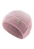 Sterntaler Strickmütze mit Umschlag - Klassische Mädchen Beanie aus Baumwollmischgewebe - Winter Babymütze mit Rippstrickmuster - Rosenholz, 41