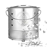 Brennfass – 26 x 26 x 29 cm großer Edelstahl-Verbrennungsofen, verheißungsvolle Zeremonie in Silber, Gold und Burgunderrot, Design mit Tragegriff und Deckel, Ritualzubehör für die Feuerstelle | Brenne