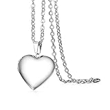 Cupimatch Herz Medaillon zum Öffnen für Bilder Foto Anhänger Kette Damen Amulett Herren Halskette Edelstahl Aufklappbar, mit 45cm Kette, Silber…
