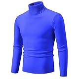 Mkjuuior Herren Strickpullover mit hohem Kragen, freundlicher Pullover, warmer und vielseitiger Rollkragen-Strickpullover, blau, S