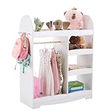 LALAHO kinderkleiderschrank，kleiderschrank kinderzimmer，kleiderschrank Kinder，kindergarderobe mit ablage，mit 3 Haken＆mit 5 offener Ablagen, Kinder Kleiderständer für Kinderzimmer（Weiß）