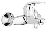 GROHE Euroeco - Einhand-Wannenbatterie (S-Anschlüsse, Wandmontage, Bedienungshebel aus Metall, Wasserspar Technologie), silber, 32743000