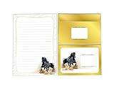 Briefpapier-Set Briefblock in A5 mit Umschlägen Kindermotiv Pferd schwarz für Mädchen (Block A5 mit 25 Blätter + 15 Umschläge)