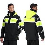 Navis Marine Herren Segeljacke Wasserdicht Nylon Atmungsaktive Offshore - Jacke mit reflektierenden, ideal für Segeln, Angeln und Extremwetter NS-347(Black,XL)