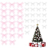 Oblihumoy 40 Stück Klein Rosa Schleife, Mini Satinband Ribbon Geschenkschleife, Rosa Schleifenband für DIY Basteln Geschenk Nähen Weihnachten Deko