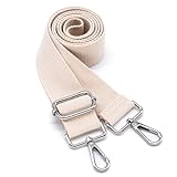 S&loyoe Einfarbige Ersatzgurte für Umhängetaschen, verstellbar, breit, Gitarrengurte für Handtaschen, 3,8 cm (reines cremefarbenes Silber), Schnalle aus reinem Schwarzgold, Large