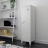 [en.casa] Einzelspind Kurikka Metallspind mit 2 Ablagen 137 x 38 x 38 cm abschließbar Schließfachschrank Metallschrank Garderobenschrank Weiß