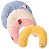 ASAKKURA U förmiges Katzenkissen mit Nackenstütze Weiches Hautfreundliches Schlafkissen für Wohnungskatzen 4 Stück Leicht Waschbar Schutz für Halswirbelsäule Cartoon Motiv