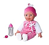 Simba 105140489 - Laura Puppe Babysprache, 38cm Weichkörperpuppe mit Schlafaugen, in süßem Strampler, 24 Babylaute, Spielpuppe, Babypuppe, ab 2 Jahren
