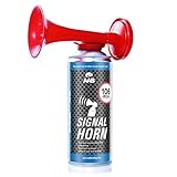 AAB Signal Horn – Laut Nebelhorn 106 dB(A) Mit Nicht Brennbarem Gas, Bis Zu 120 Kurze Pieptöne, Airhorn, Fußball Tröte, Gasfanfare, Pressluft Luftdruck Fanfare, Drucklufthupe, Tröte