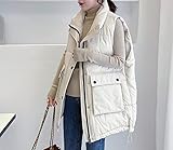 TXCLTS Frauen Gesteppte Gilet, Weste Frauen mit Standkragen weiße ärmellose Jacke Steppweste Weste Elegant ärmellose Katelpuffer Frauen Winter warmes Weste Büro Home
