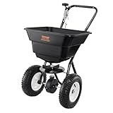 VEVOR 36,29 kg Dünger Streuwagen Saatgutstreuer mit 12-Zoll-Rädern, Stahlspießbelüfter Düngerstreuer, Gartensämaschine & Salzstreuer, für Wohngebäude, Bauernhöfe, Schwieriges Gelände Schwarz
